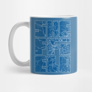 Sheffield, England, UK Map Typography - Blueprint Mug